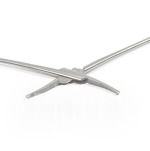 Зажим кровоостанавливающий 1х2 зубый зубчатый изогнутый по ребру для детей 125мм З-119 ТП арт. 300-1 ТП