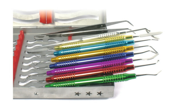 Набор инструментов из 9 предметов для пломбирования с полыми внутри ручками в стерилизаторе 9000-6ш ЮП/UP